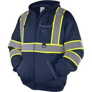 New Safety Hoodie Jacket, High Vis Reflective Safety Fleece Hoodie, PPE Gear